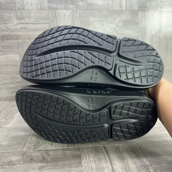 OOFOS Women's Sandals in Black and Blue - Picture 8 of 8